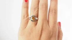 Bague en Or blanc et Citrine