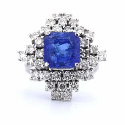Bague en or blanc et diamants tanzanite