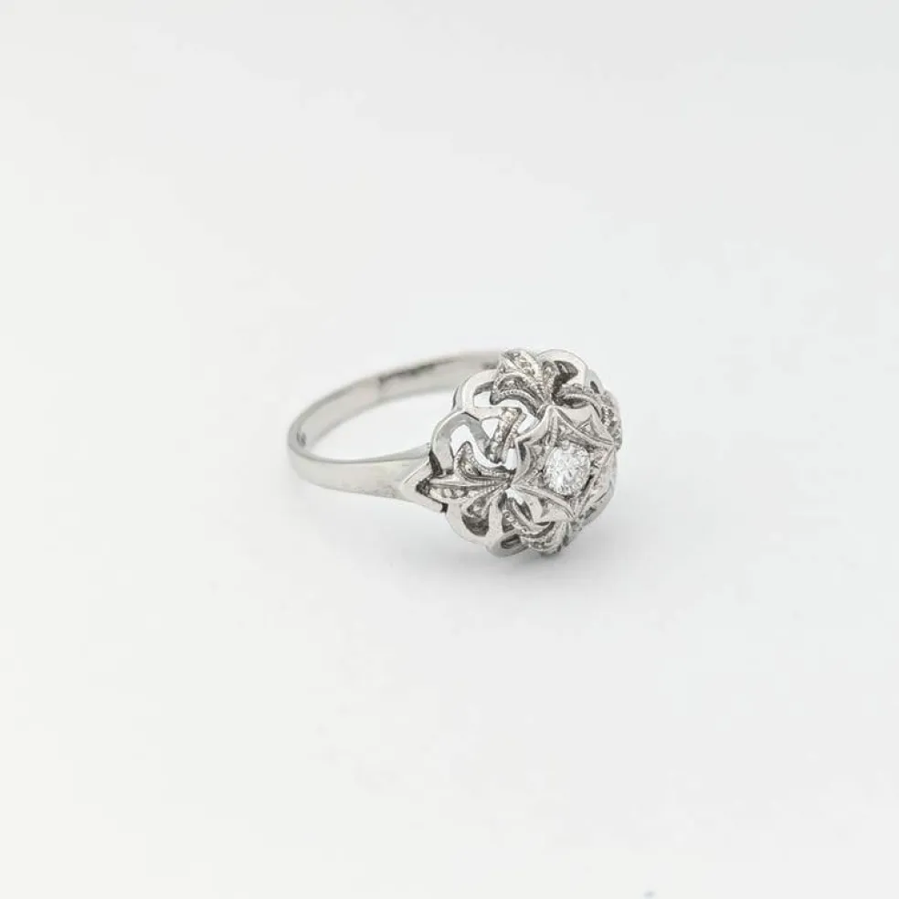 Bague en or blanc et diamant
