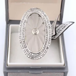 Bague en or blanc et jaune avec cristal de roche