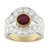 Bague en or blanc et jaune avec rubis et diamants