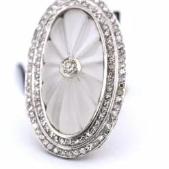 Bague en or blanc et jaune avec cristal de roche