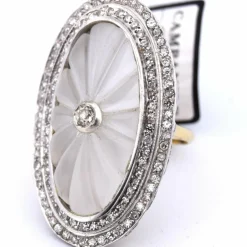 Bague en or blanc et jaune avec cristal de roche