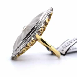 Bague en or blanc et jaune avec cristal de roche