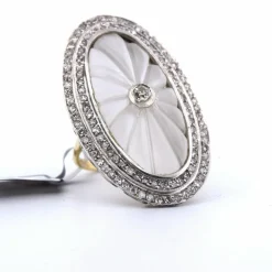 Bague en or blanc et jaune avec cristal de roche