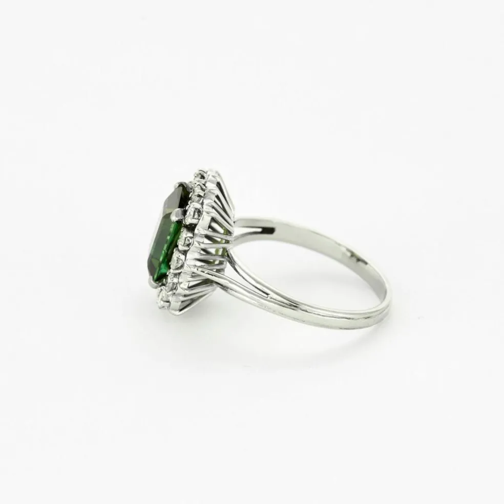 Bague en or blanc 18K (750 millièmes) et tourmaline verte