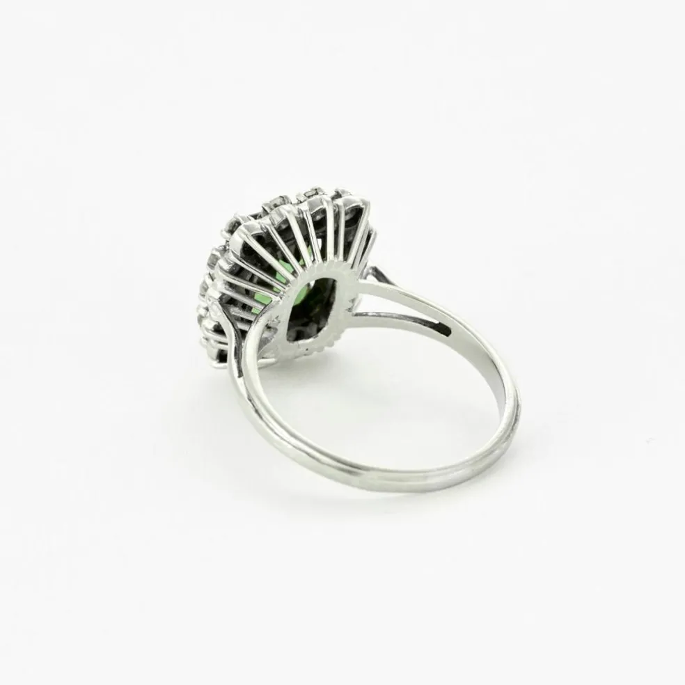 Bague en or blanc 18K (750 millièmes) et tourmaline verte