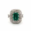 Bague en or blanc massif avec émeraude colombienne et diamants
