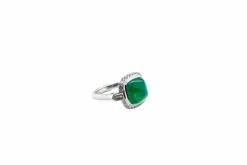 Bague en or blanc, émeraude et diamant