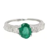 Bague en or blanc, émeraude et diamants