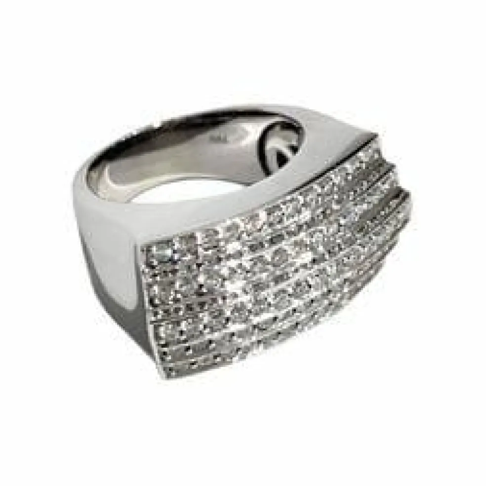 Bague en or blanc, pavage diamants
