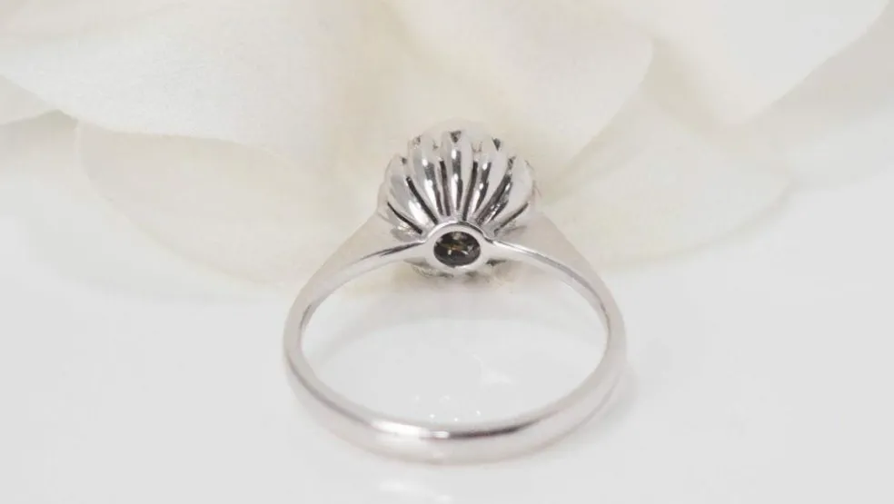 Bague en Or Blanc Perle & Diamants