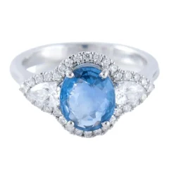 Bague en or blanc, saphir