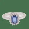 Bague en Or blanc, saphir de Ceylan et diamants