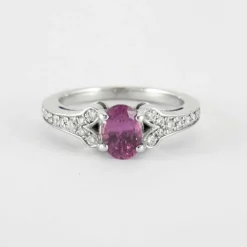 Bague en Or Blanc, saphir & diamants