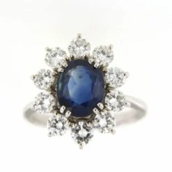 Bague en Or blanc, saphir, Diamants