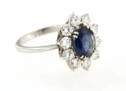 Bague en Or blanc, saphir, Diamants