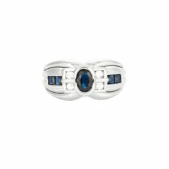 Bague en or blanc saphirs et diamants