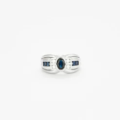 Bague en or blanc saphirs et diamants