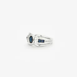 Bague en or blanc saphirs et diamants
