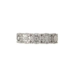 Bague en or blanc sertie de 5 fleurs en diamants