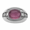 Bague en or blanc, tourmaline rose et diamants.