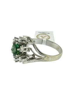 Bague en or blanc tourmaline verdelite et diamants certificat IGI