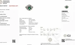 Bague en or blanc tourmaline verdelite et diamants certificat IGI