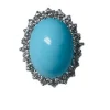 Bague en or blanc, turquoise et diamants