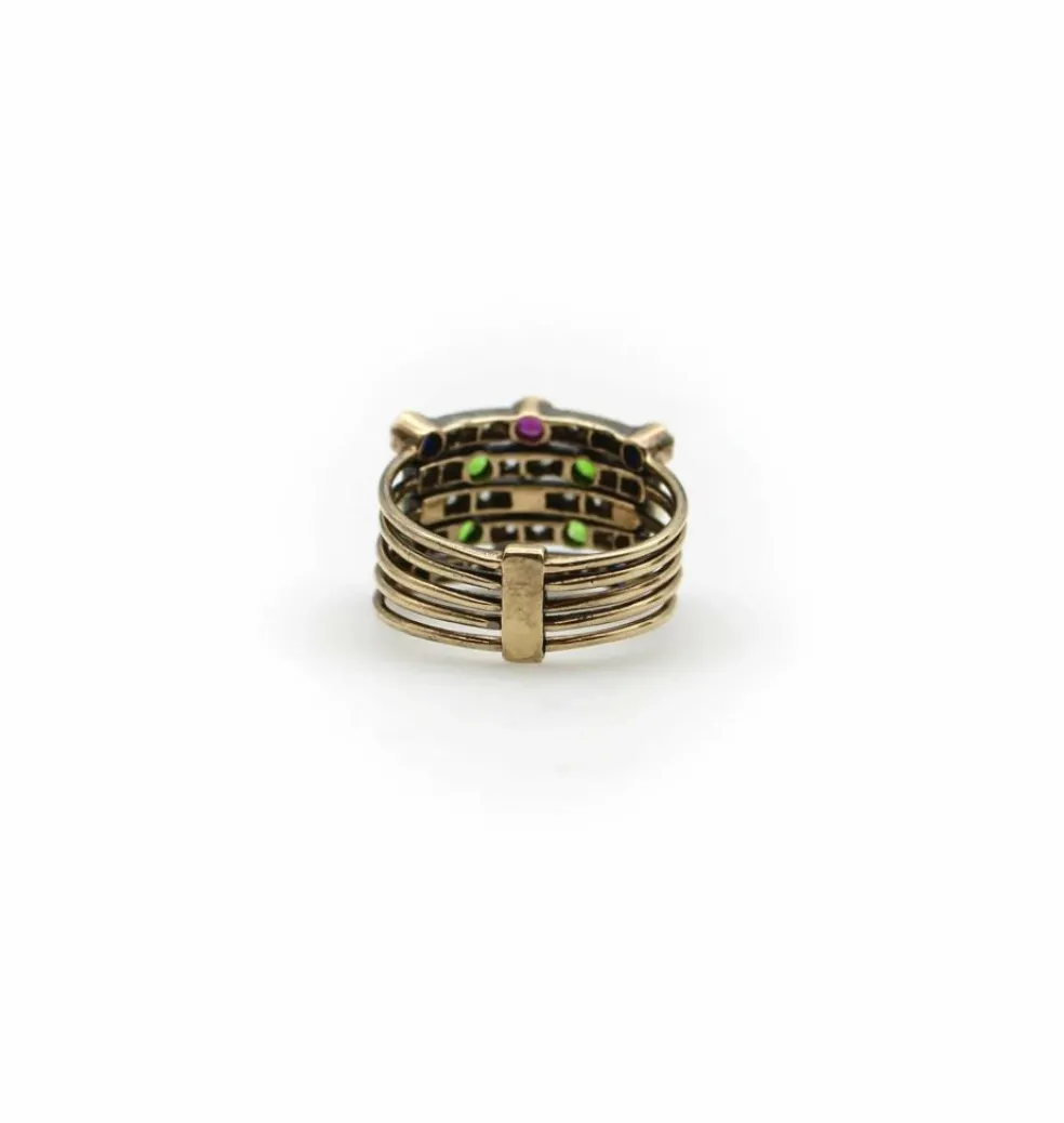 Bague en or, diamant, rubis, saphir, grenat, perle