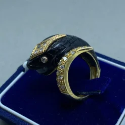 Bague en or diamants onyx