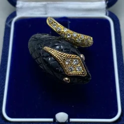 Bague en or diamants onyx