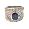 Bague en or du XXème siècle de style contemporain avec diamants et saphir