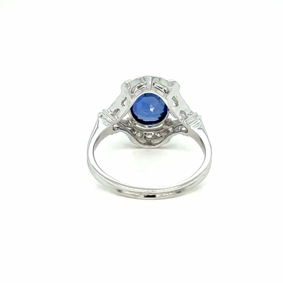 Bague en or et diamant saphir de Birmanie certifiée Art Déco
