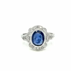 Bague en or et diamant saphir de Birmanie certifiée Art Déco
