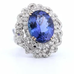 Bague en or et diamants tanzanite