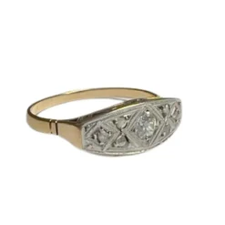 Bague en or et platine avec diamants