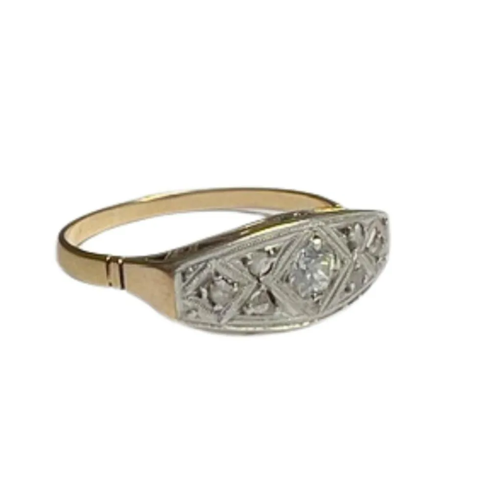 Bague en or et platine avec diamants