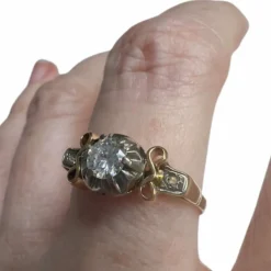 Bague en or et platine avec diamants