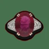 Bague en or gris 18 Cts avec une tourmaline rose de 9,0 Cts et 0,50 Cts de diamants brillants. Taille 53-54
