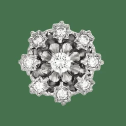 Bague en or gris à motif floral