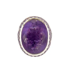 Bague en Or gris, améthyste