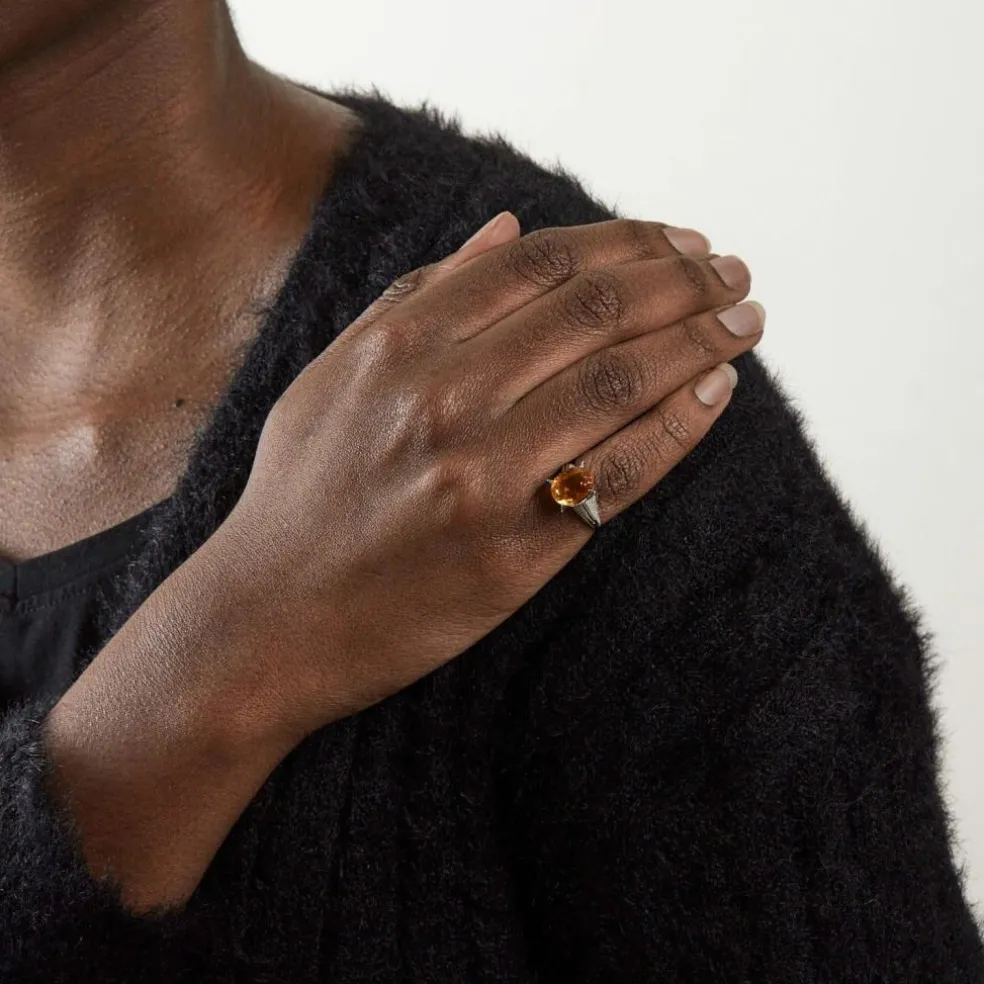 Bague en or gris et citrine