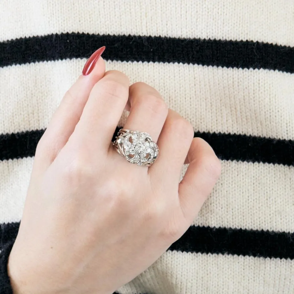 Bague en or gris et diamant