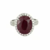 Bague en or gris et rubis et diamants