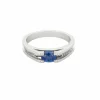 Bague en or gris saphir et diamants