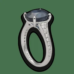 Bague en or gris saphir et diamants brillants