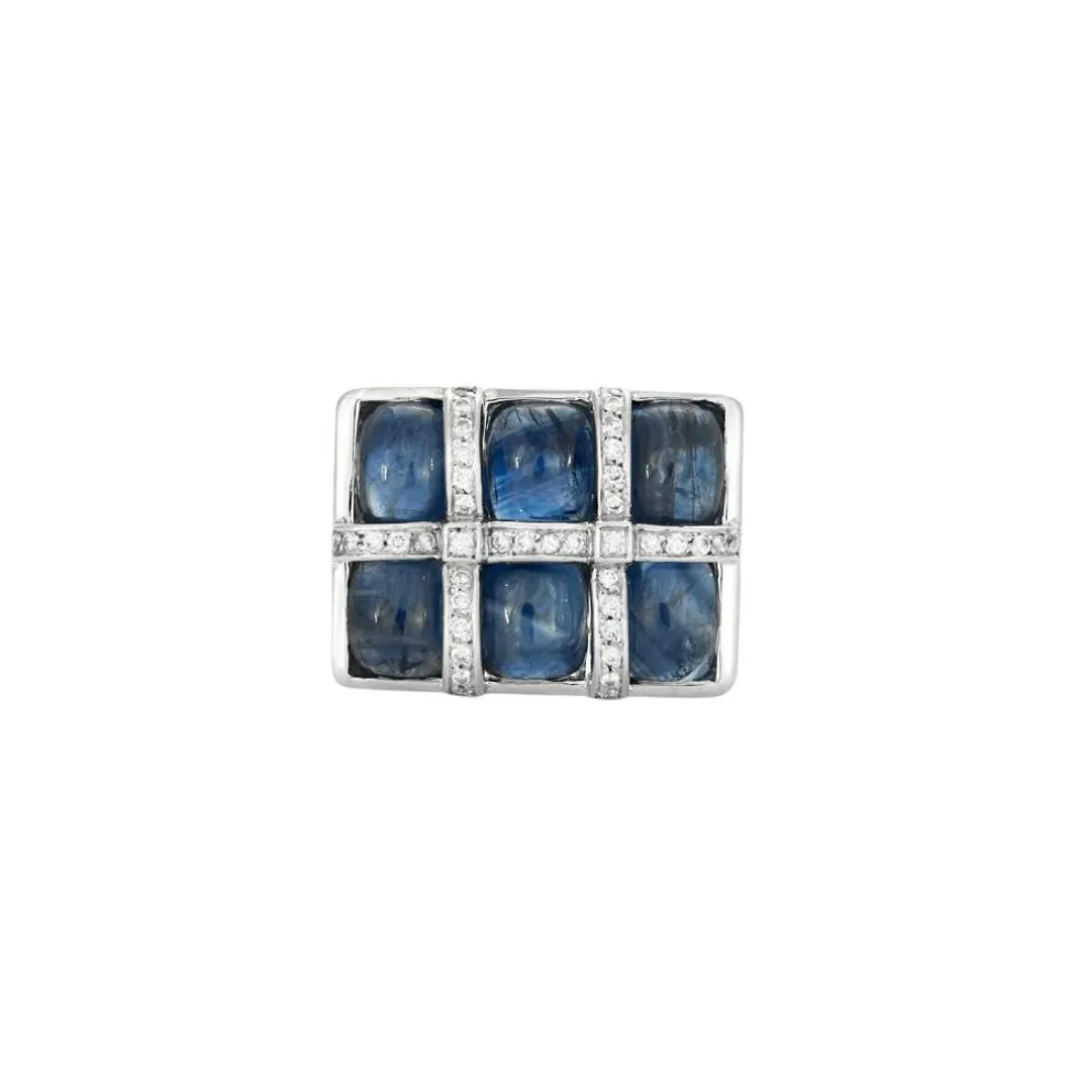 Bague en or gris saphirs et diamants