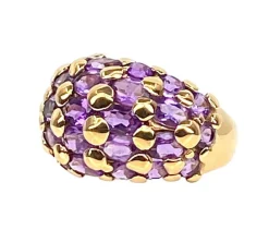 Bague en or jaune 18 carats sertie de 29 améthystes