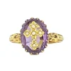 Bague en or jaune 18 carats ornée d’une croix en perles fines